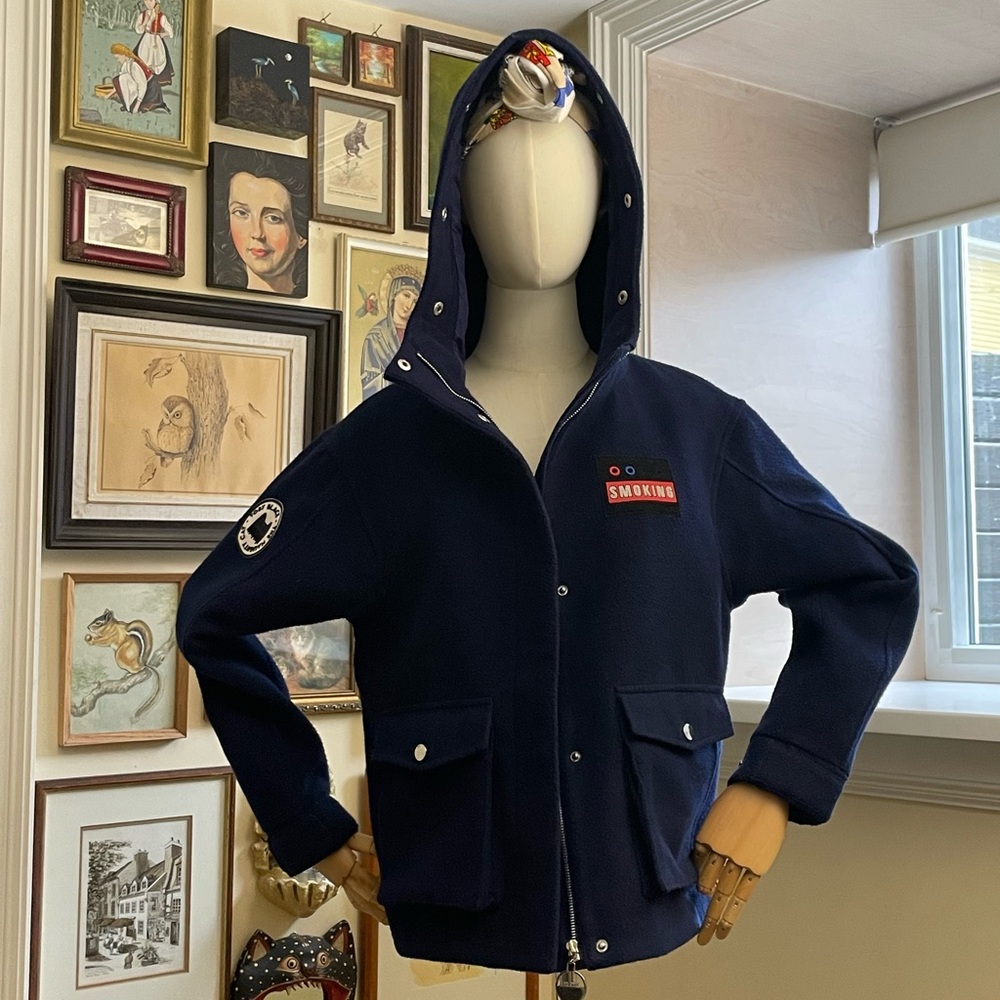 Navy Hooded Jacket with Patches